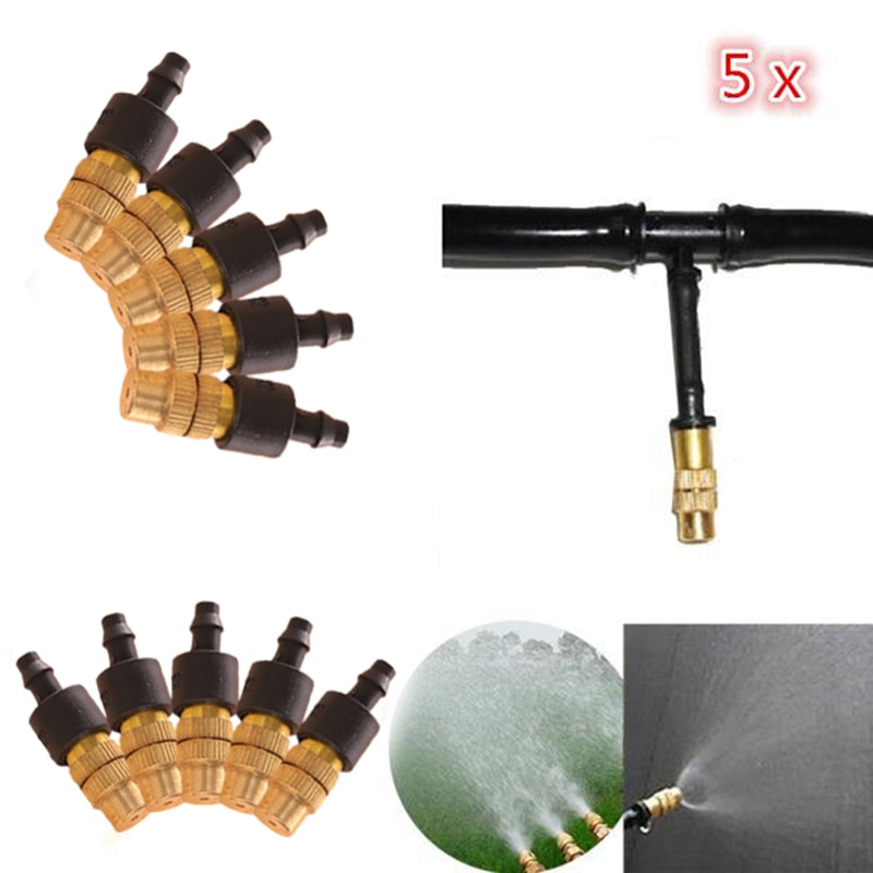 Fitting Vernevelingsinstallaties Spray Connector Messing 5Pcs Slangmondstuk Tuin Sprinkler