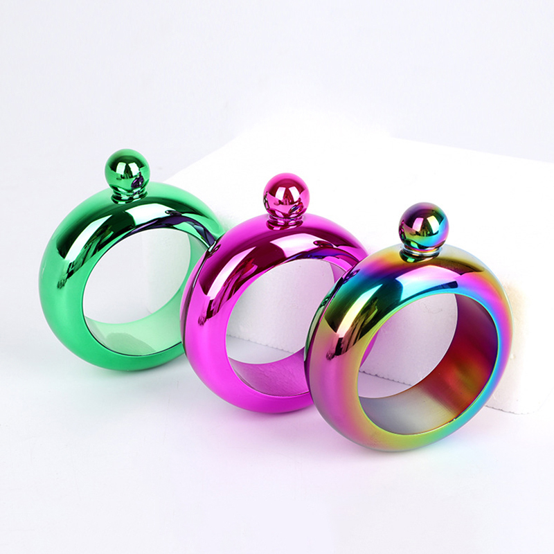 Portable Mini Hip Flask Bangle Bracelet Hip Flask With Funnel Stainless Steel Alcohol Whiskey Metal Hip Flask Pocket Flagon