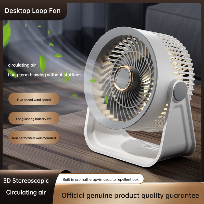 Ventilador de circulación de aire para aromaterapia con fuerte fuerza de vientoUSB montado en la pared, con iluminación, adecuado para uso doméstico, al aire libre y de escritorio: Negro