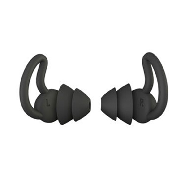 Tampões de ouvido à prova de som do silicone tapones para orelhas de redução de ruído do sono earplug espuma macia dormir tampões de ouvido anti-ruído: B-2 layers-black