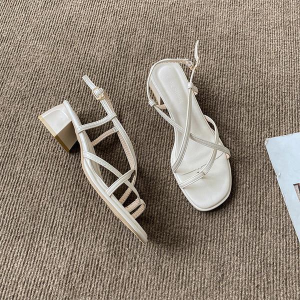 Gesp Beige Hakken Sandalen 2022 Vrouwen Dames Schoenen Zomer Slippers Platform Med Zwart Gladiator Meisjes Corrigerende: 3 / 38