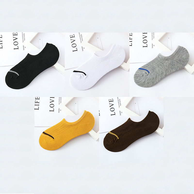 Calcetines náuticos Unisex para hombre y mujer, calcetín Invisible antideslizante de silicona, corte bajo, para primavera, verano y otoño, 5 pares, Size35-42: M multi color