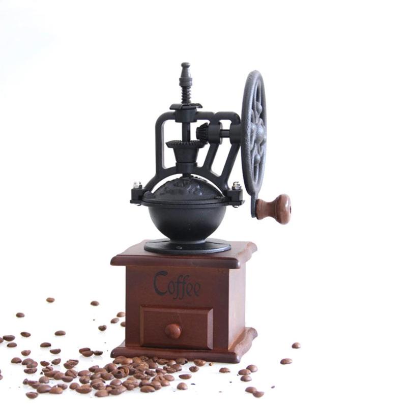 Manuell kaffekvarn kök retrostil trä kaffebönkvarn malning pariserhjul kaffe vintage maker verktyg