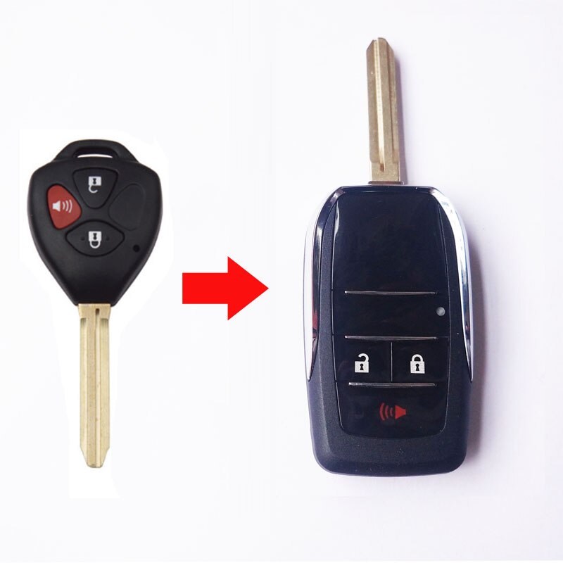 Gewijzigd Vouwen Flip Remote Key Shell Case Voor Toyota Corolla RAV4 Vios 3 Knop Met TOy43 Key Blank Fob cover Stijl
