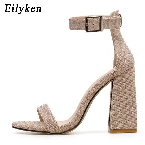 Eilyken Zomer Sexy Open Tenen Hoge Hakken Vrouwen Sandalen Hakken Enkel Gesp Mode Toevallige Dames Schoenen: 10