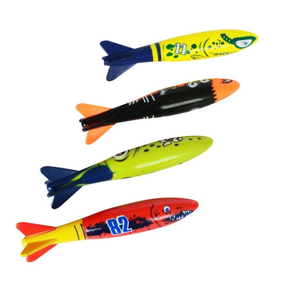 Juego de 4 unidades de buceo con Torpedo para niños, juguete de piscina subacuática, herramienta de entrenamiento deportivo al aire libre, juguete de natación