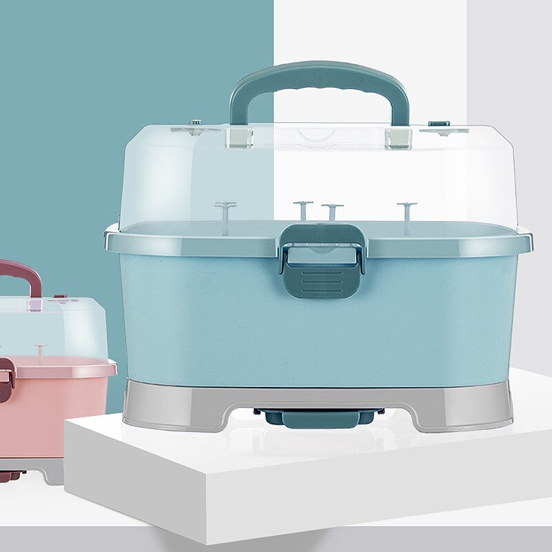Étagère de séchage pour biberons, grande boîte de rangement pour biberons, organisateur avec couvercle, organisateur d&#39;armoire de cuisine Portable