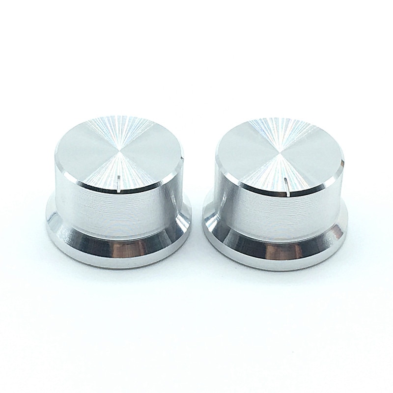 2 Stks/partij Zilver Aluminium Potentiometer/Encoder Knoppen Schakelaar Caps 30X18 Mm Plum As