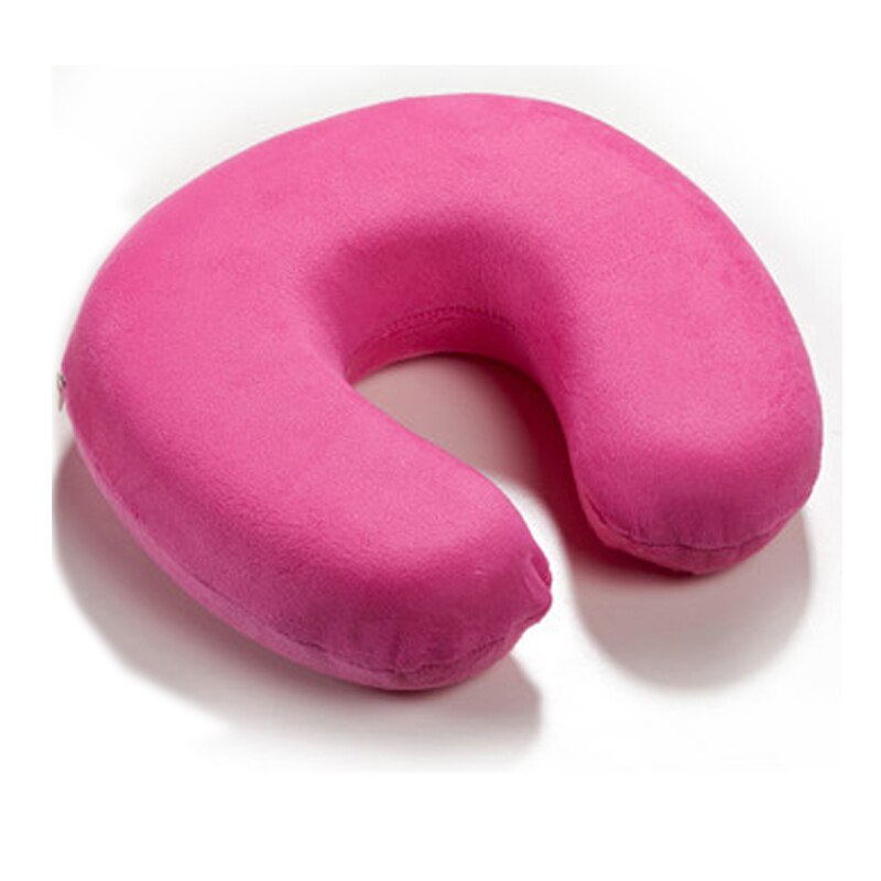 Zachte U Vormige Trage Rebound Memory Foam Reizen Nek Kussen Voor Office Vlucht Reizen Katoen Kussens Head Rest Kussen: rose