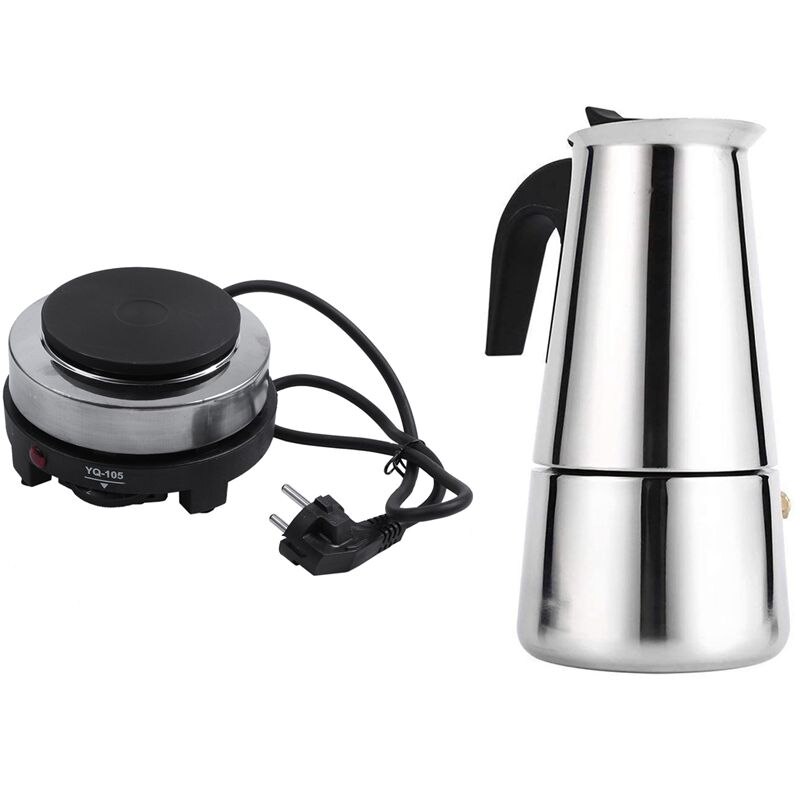 -500W Elektrische Kachel Fornuis Plaat Melk Water Koffie Eu Plug & Rvs Moka Latte Espresso Koffiezetapparaat