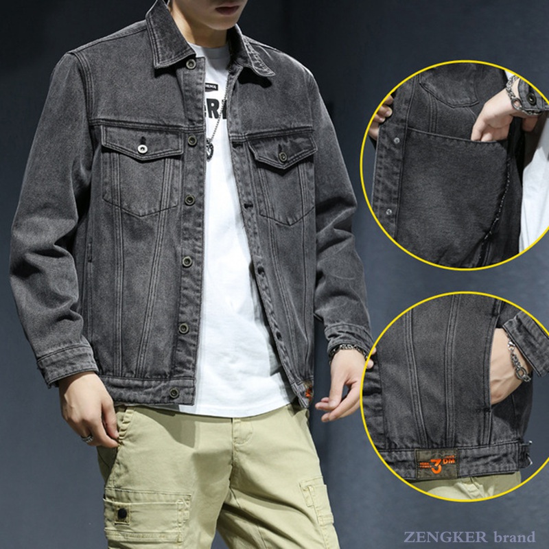 Spring and autumn denim jacket loose trendy fat man was thin plus fat plus size men&#39;s large casual jacket s-7xL140KG