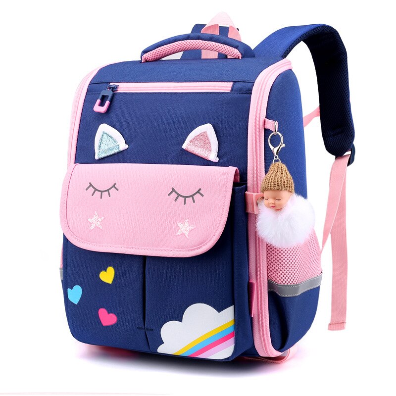 Children School Bag Girls Kids Satchel Primary school backpack princess Orthopedic Backpack schoolbag kids Mochila Infantil: navy