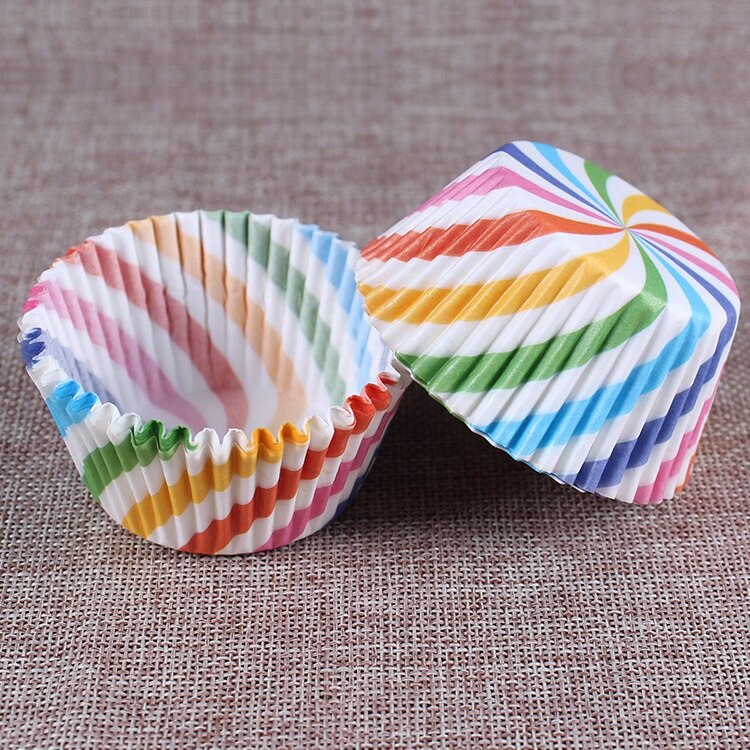 Mini Rainbow Color 100pc Cupcake Liner Baking Cup Cupcake Paper Muffin Cases Cake Box Egg Tarts Tray Kitchen Accessories Tools: color12