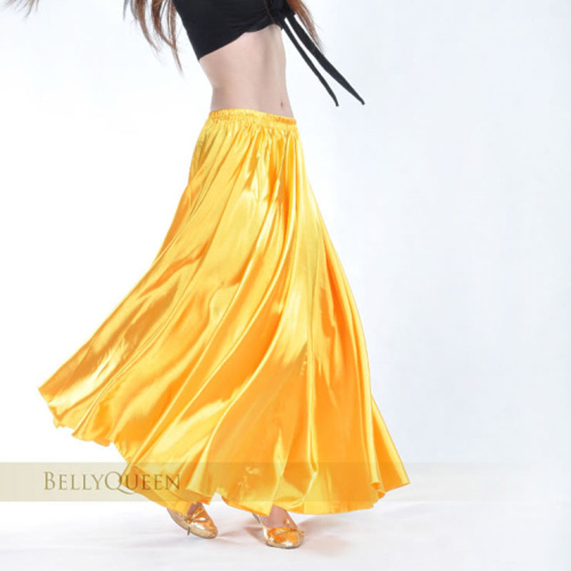 Jupe longue en Satin et Polyester de pour femmes, tenue de scène espagnole, Performance de danse, costume Flamenco, jupe de 360 à 720 degrés: Color2 / L