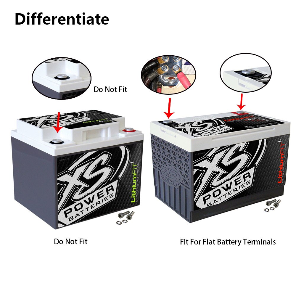 6 Spot Aluminum Multi-Connection Marine Flat Battery Terminals Kit Fit XS Power M6 Standard Batteries Positive Negative