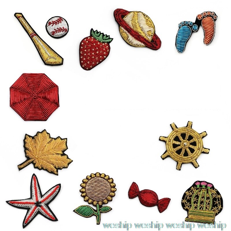 DIY 3D Hand embroidered badges Starfish/sunflower/Strawberry/moon Armband applique for Coat Trousers Bag Brooch