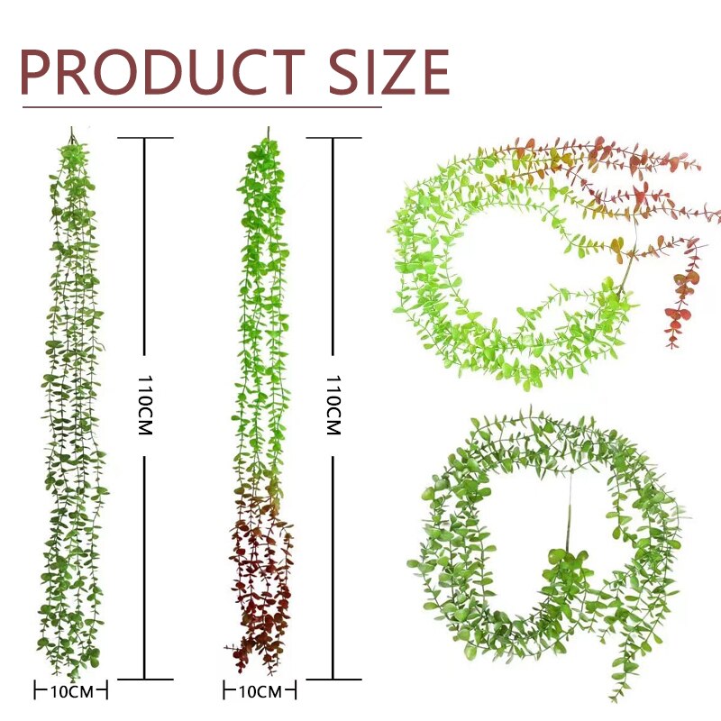 Simulation Green Plant Vine Green Radish Home Decoration Vine Leaves Chlorophytum Wall Hanging Eucalyptus Rattan Hanging Plant