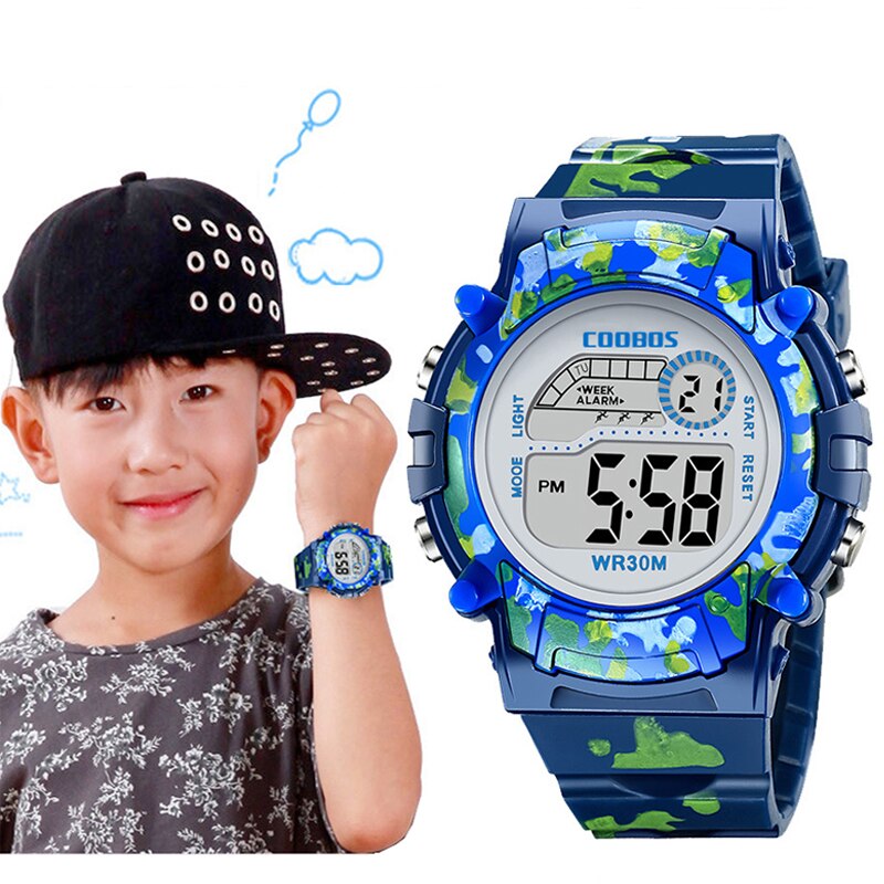 2020 esportes criança relógio eletrônico multifuncional à prova dwaterproof água digital crianças relógio colorido led menino meninas relógio de pulso reloj infantil