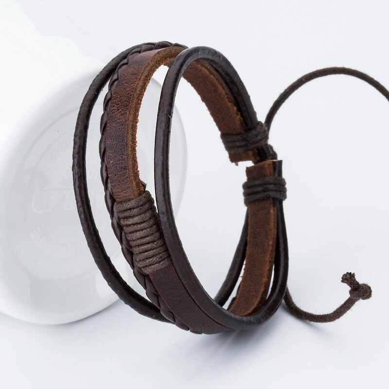 Armbänder Neue Charme Leder Armbinde männer Armbänder Beliebte Jungen DIY Verband Strang Handgemachte Webart Armbänder!: Braun1106