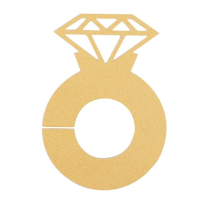 50pcs Diamond Ring Wedding Wine Cup Paper Card Table Decor Engagement Shower Bachelorette Party DecorationTool: Gold