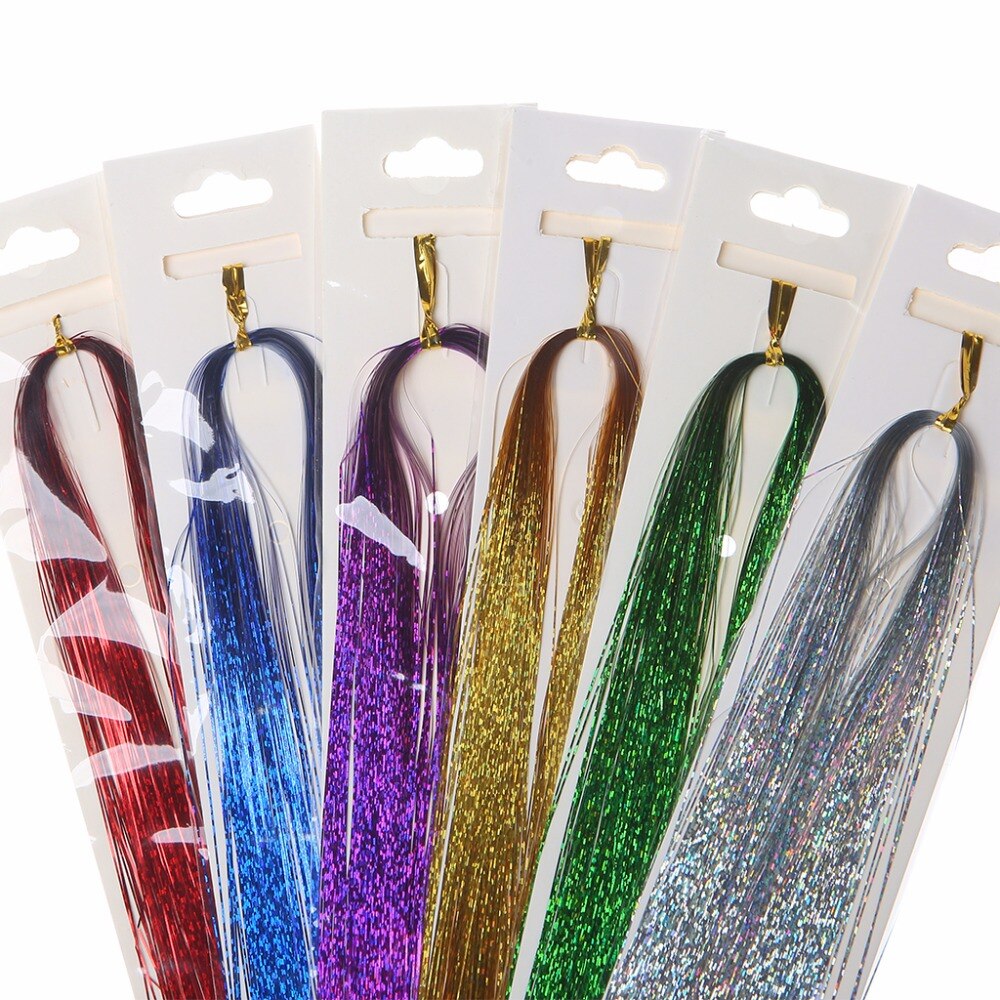 100 stande 92cm factory sparkle glitter hair glitter dazzle tinsel party hair extension ready stock