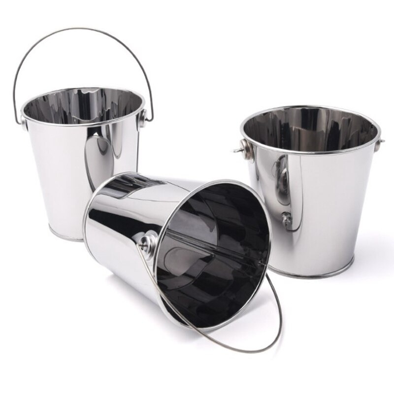 6Pcs Stainless Steel Bar Ice Bucket Champagne Beer Bucket Wine Bucket Spit Wine Barrel Container Mini Snack Buckets Bar Supplies