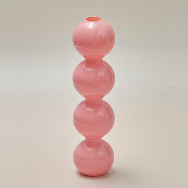 Vase à bulles de couleur Jade, petit support de fleurs, vases en verre, accessoires de décoration pour la maison pour le salon: PinkJade L