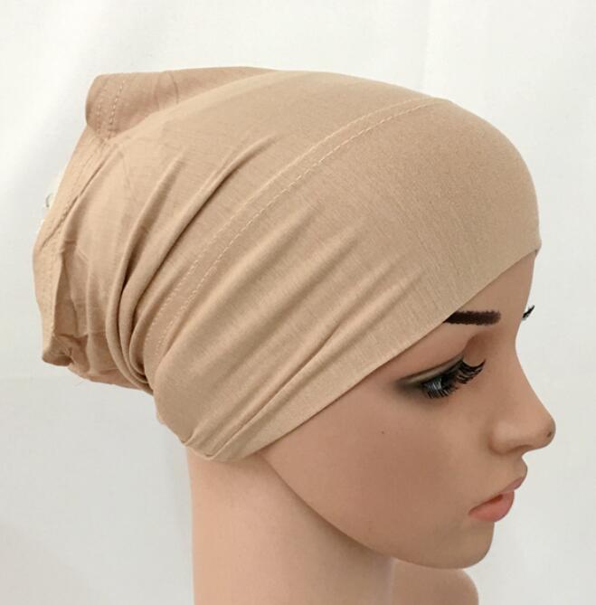 Zachte Modal Inner Hijab Caps Moslim Stretch Tulband Cap Islamitische Underscarf Motorkap Hoed Vrouwelijke Hoofdband Tube Cap Turbante Mujer: Khaki