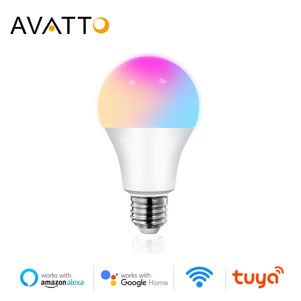Avatto tuya 12w 15w wifi smart lyspære , e27 rgb led lampe som kan dimmes med smart life app, stemmekontroll for google home, alexa