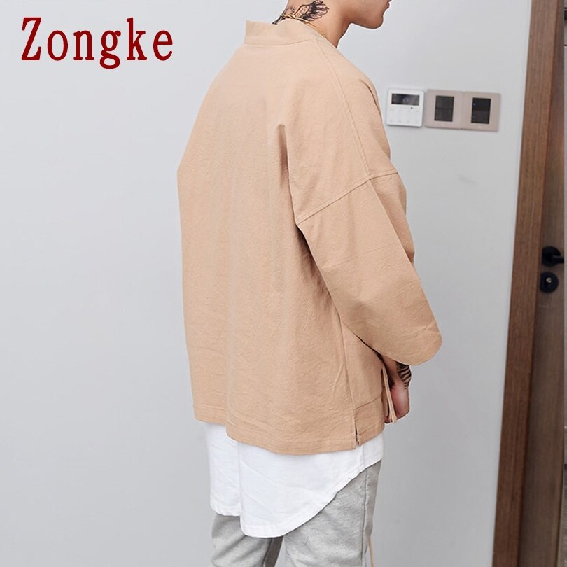 Chemise kimono à manches courtes pour homme, coupe slim, en coton, décontractée, de marque, taille m -2xl