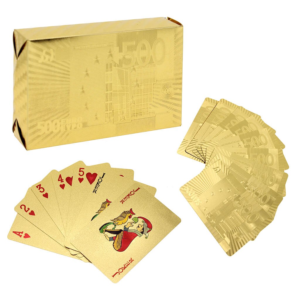 Foil Poker 24K Gold 54 Playing Cards Waterproof For Casino Table Game Plaid Luxury 8.8*5.7cm: OYK 