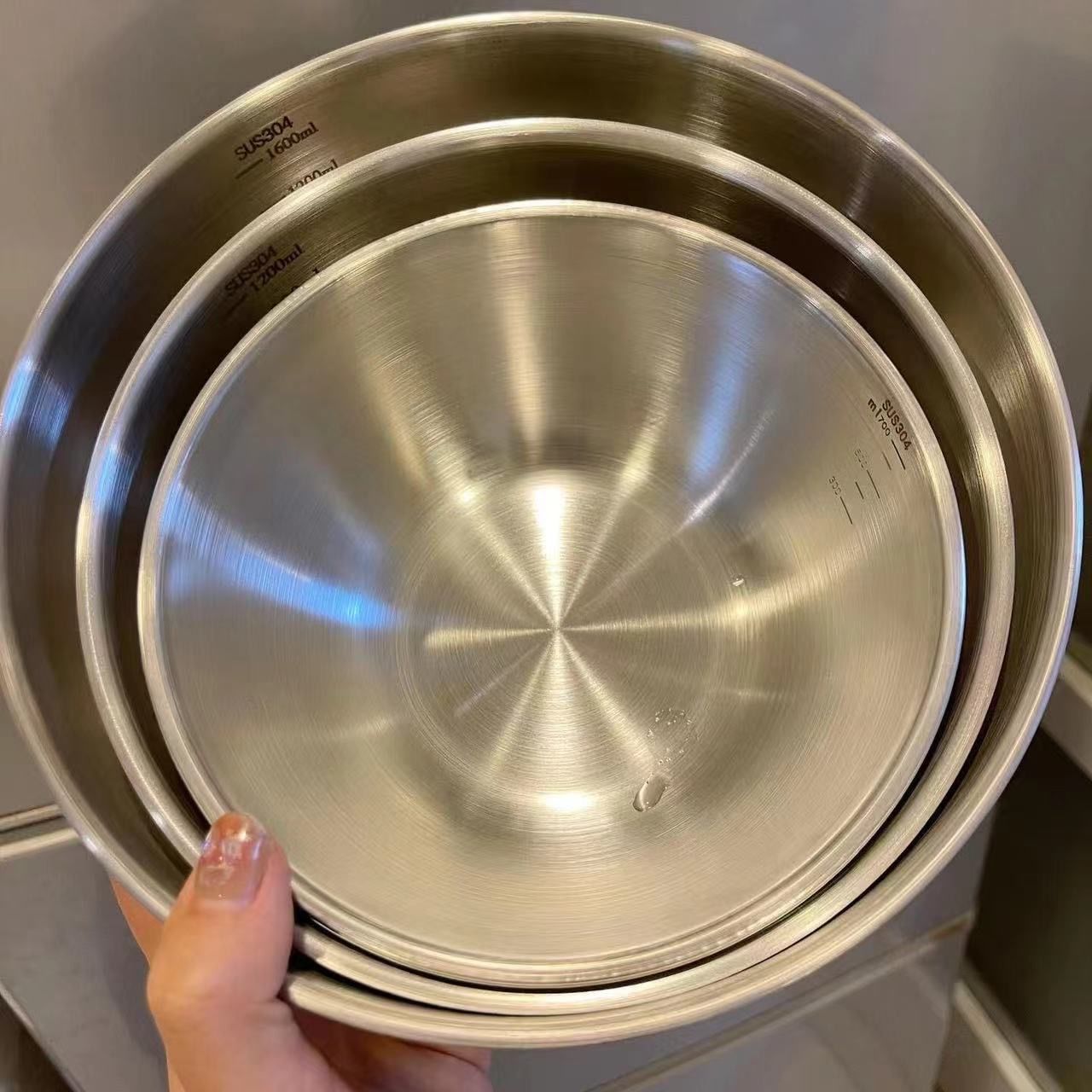 1–3 Edelstahl-Schüssel-einstellen mit Skala zum Kochen, Backen, Aufbewahrung von Lebensmitteln, großes FassungsvermöGen, Rührschüsseln für sterben Küche zu Hause