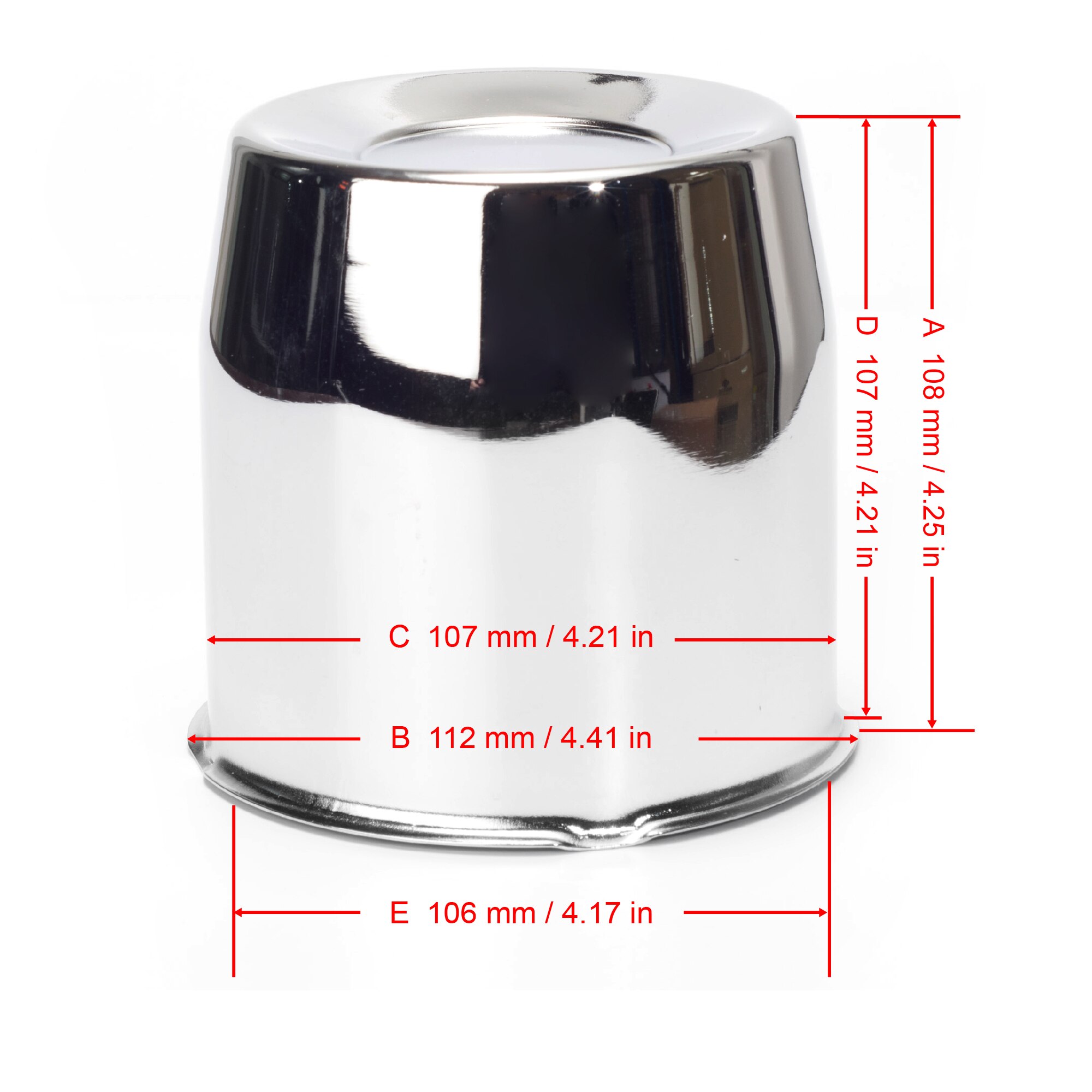 Tapa central de empuje de 107mm, 4.18in, apta para ruedas de remolque/camión, cubierta de buje de 4,25 &quot;de alto, para polvo de coche, cromo, 1 ud.