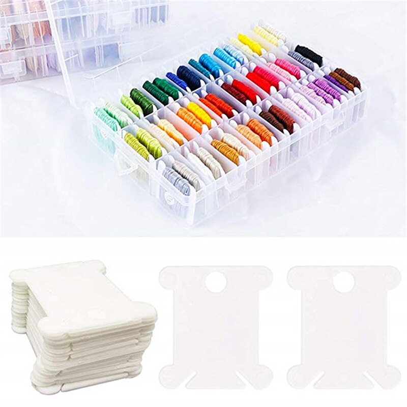 50 Stuks Plastic Floss Klossen Groen - Draadkaarten Voor Borduurgaren En Ambachtelijke Opslag