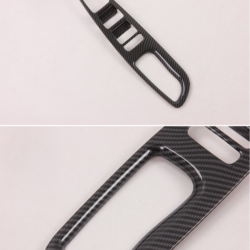 Carbon Fiber Car Window Lift Switch Button Cover Trim Door Armrest Panel Frame Accessories for Hyundai Santa Fe +
