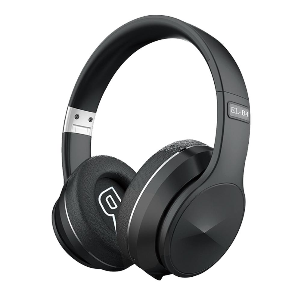 Headphones EL-B4 Wireless Bluetooth Stereo Surround 250mAh Foldable Headset Yellow Orange Golden Silver Option Earphones: Black Silver