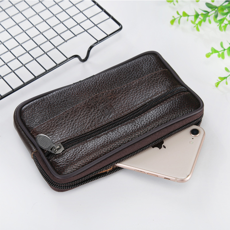 Sac de taille pour hommes fermeture éclair téléphone portable sac portefeuille étanche ceinture d'usure horizontale et verticale monocouche hommes taille sacs sac à main