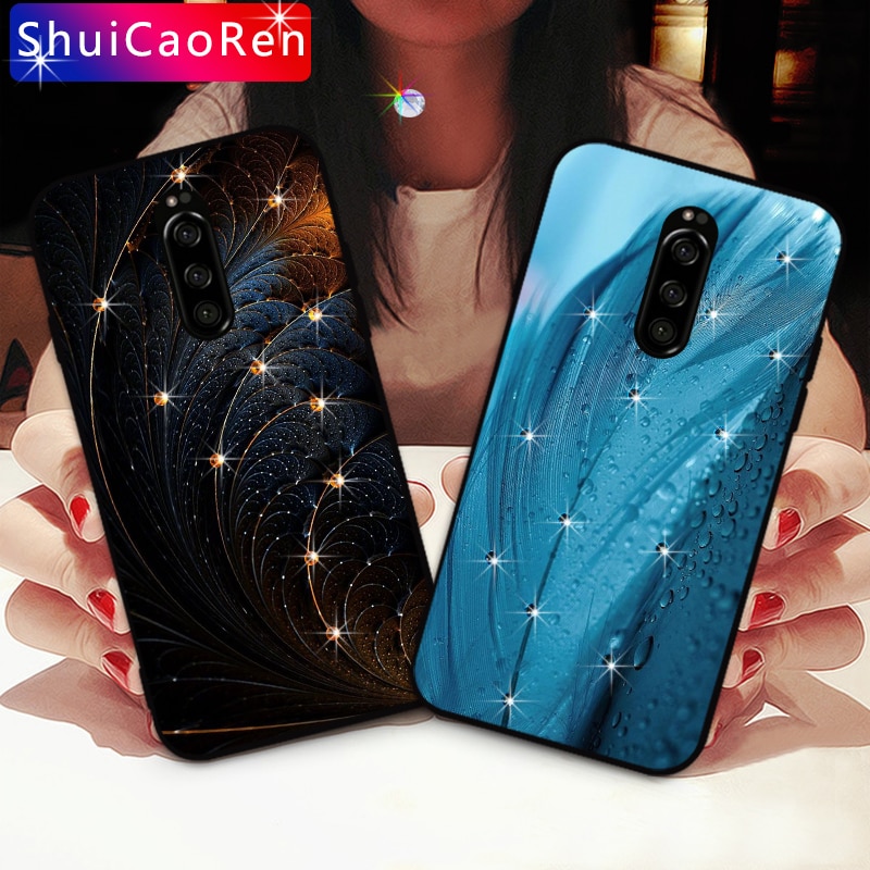 Bling Del Rhinestone Del Diamante di Caso Molle di TPU Per Sony Xperia 1 XZ1 Compatto di Lusso della copertura Posteriore Per Sony Z5 M5 XZ XZ2 XZ3 XZ4