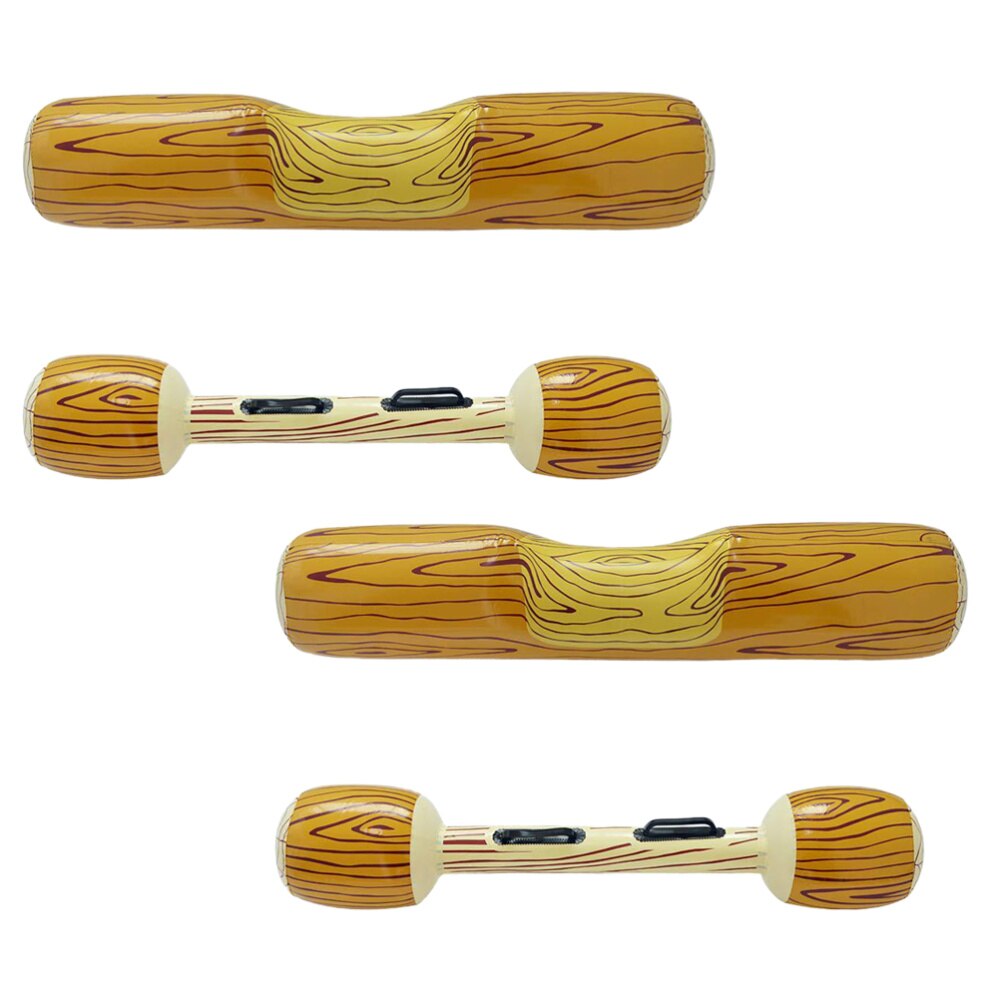 1 Set of 4Pcs Inflatable Swimming Pool Floating Toys Wood Grain Row Seat Party Water Log Rafts to Float Toys Wood Grain Color (2