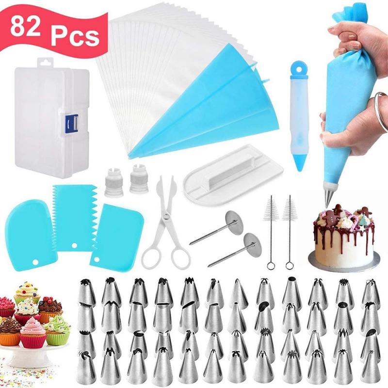 82 Stks/set Cake Decorating Gereedschap Cake Draaitafel Kit Icing Tips Pastry Tassen Fondant Tool Bakken Accessoires Cake Stand Kit