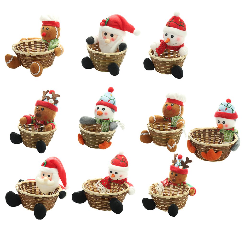 Christmas Fruit Basket Children Xmas Candy Sweet Storage Box Santa ELK Holder