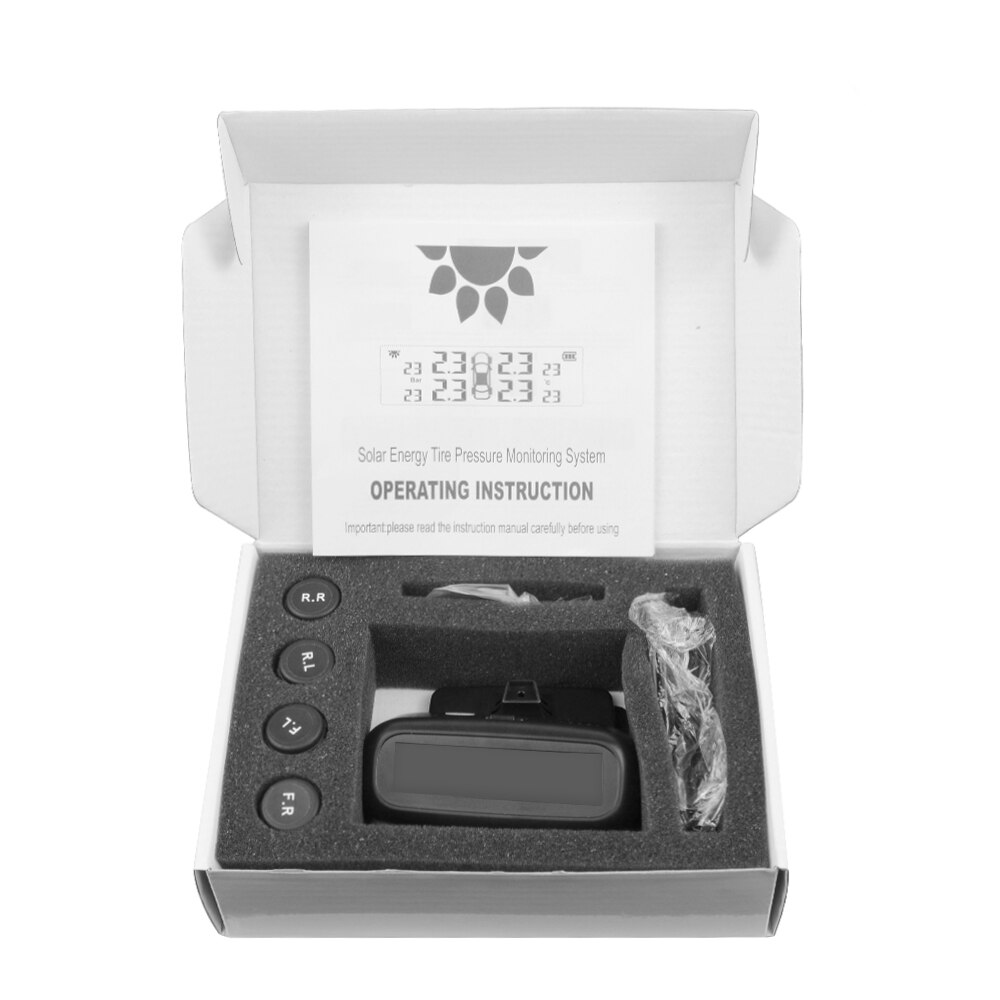 Solar TPMS Tire Pressure Monitor System Alarm 4 Temperature Gauge Meter Car Solar Power TPMS Visture With 4 Sensors