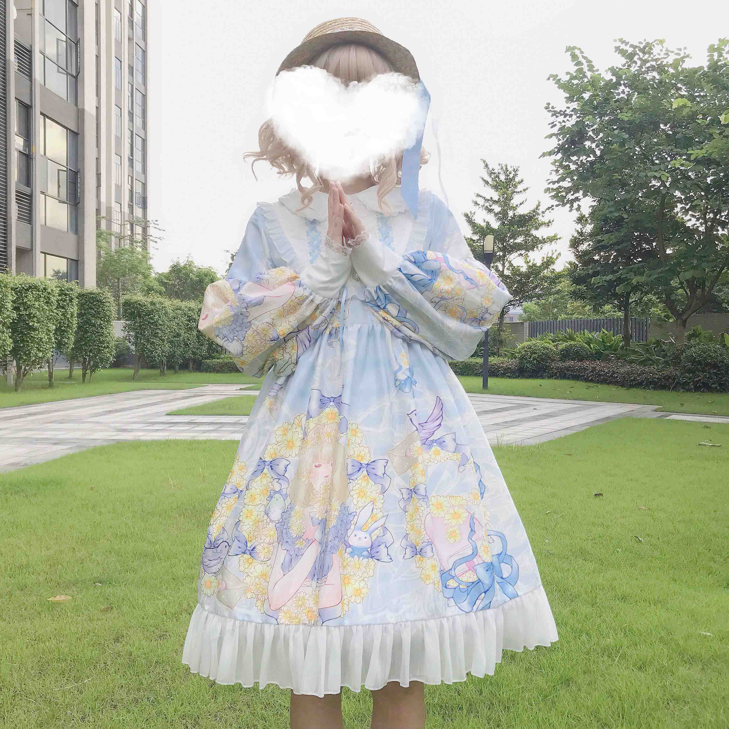 Japanese Lolita Dress Daisy Girl Long Sleeve Op Dress Japanese Small Fresh sweet dress