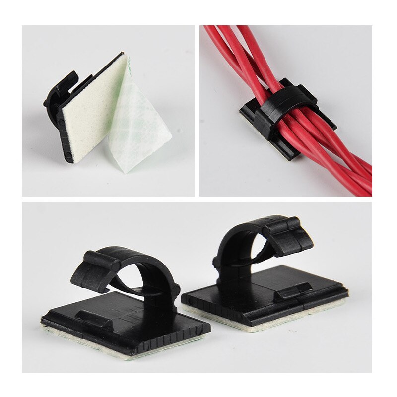 100PCS Self-Adhesive Nylon Cable Clip Organizer Plastic Fixer Wire Management Fastener Network Telephone Line Holder For Car WCC