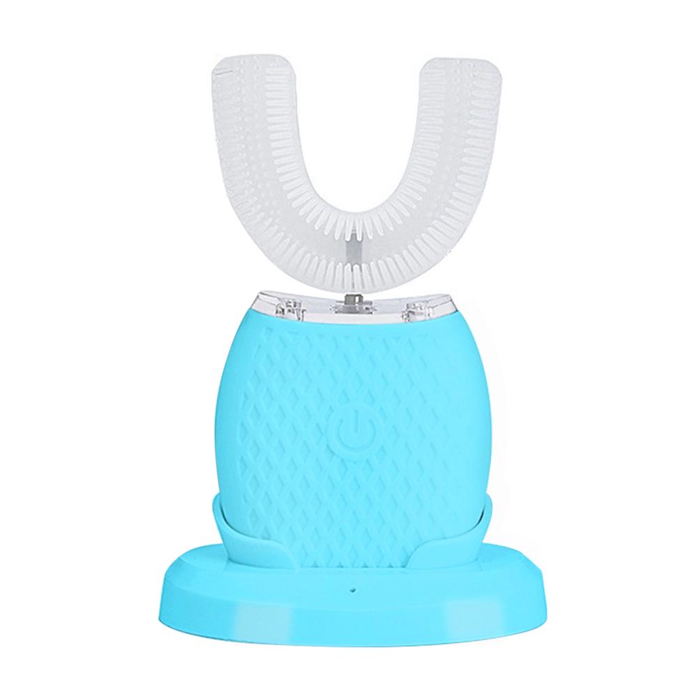 360 stopni inteligentny automatyczny elektryczna soniczna szczoteczka robić zębów USB akumulator ultradźwiękowy U kształt 4 styl zegar niebieskie światło: niebieski