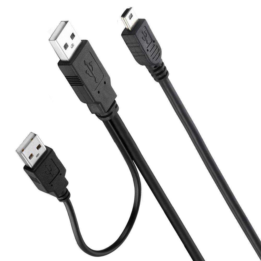 Bochara 2 in 1 USB 2,0 Typ A Stecker auf Mini 5P Männlich Daten Kabel + USB Männlichen zu männlichen Energie Kabel Y Splitter Für HDD MP3 MP4 Kamera