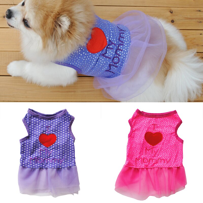 Ster Hart Hond Zomer Jurk Brief Gedrukt Kleine Hond Tops Kat Puppy Kleding Voor Kleine Middelgrote Honden T-shirt Jurk ruche Kostuums