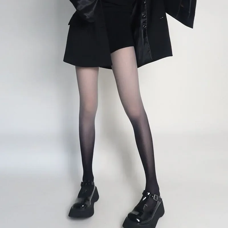 Strumpfhose mit farbverlauf, eng anliegend für mädchen, sommer, dünne kleidung, damenstrumpfhose in bonbonfarben, süße lolita-strümpfe, damen: S / Beige