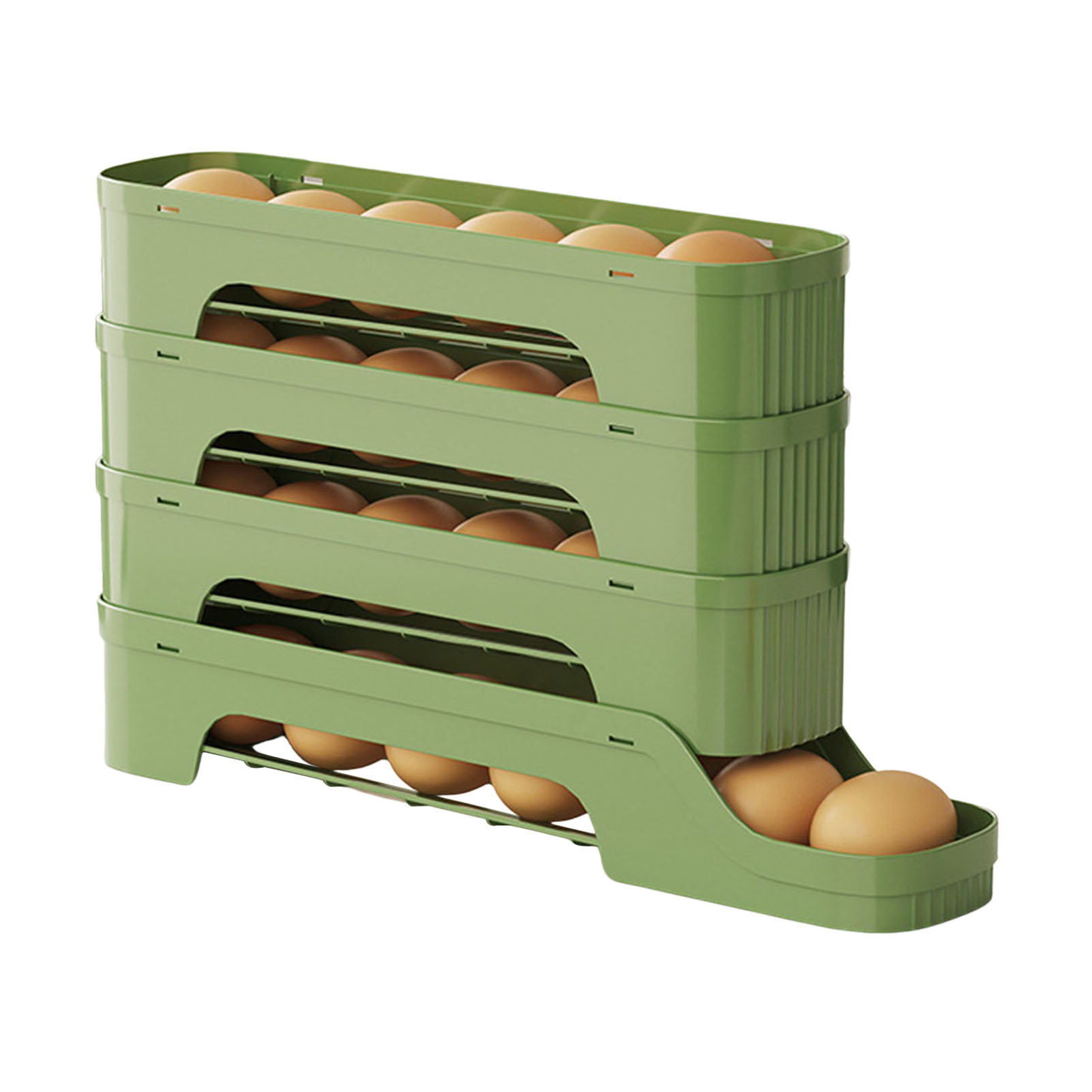 Rolling Egg Storage 4 Tier Refrigerator Egg Storage Organize and Store up to 30 Eggs Box Space-Saving Roll Down Eggs Dispenser: DARK GRAY