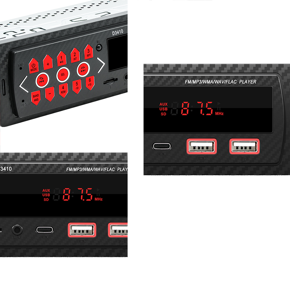 HIPPBQCC 1 Din Radio de coche reproductor MP3 Digital Bluetooth reproductor estéreo de coche Radio FM Audio estéreo música con Control de volante